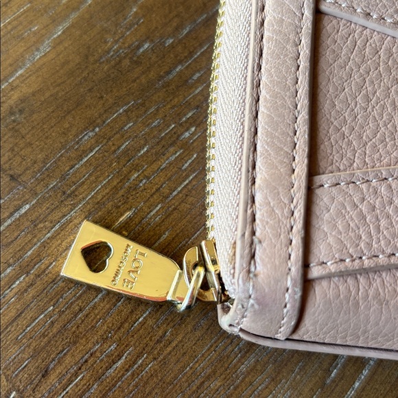 LOVE MOSCHINO Genuine Leather beige studded zip-around gold-tone Wallet - Picture 12 of 15